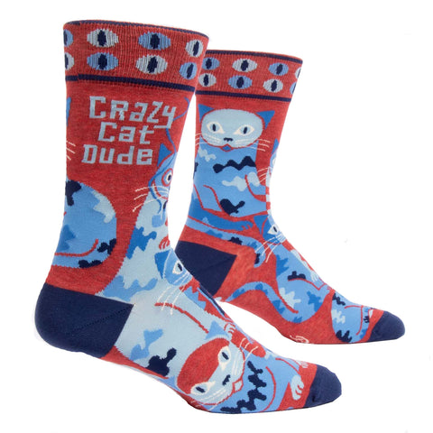 Men's Crew Socks - Crazy Cat Dude