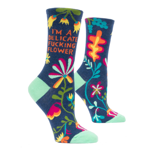 Women's Crew Socks - Delicate Fucking Flower