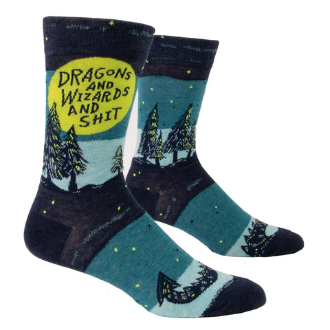 Men's Crew Socks - Dragons & Wizards & Shit