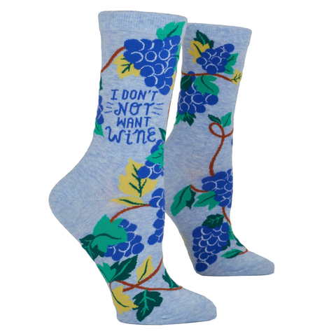 Women's Crew Socks - Don't Not Want Wine