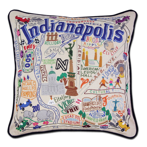 Indianapolis Hand- Embroidered Pillow