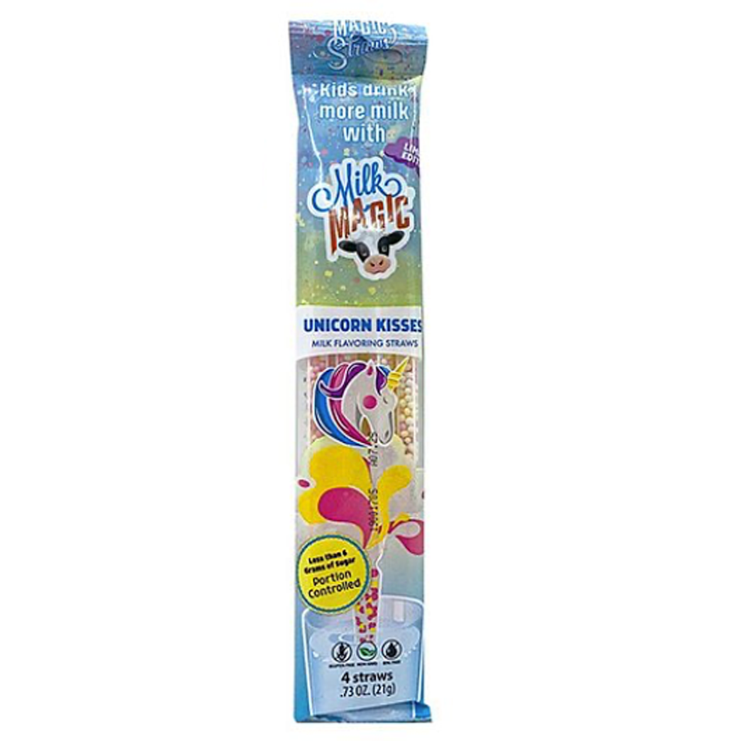 Milk Magic Unicorn Kisses Flavor Pack of Milk Straws, 48 Milk Flavoring  Straw Party Tube